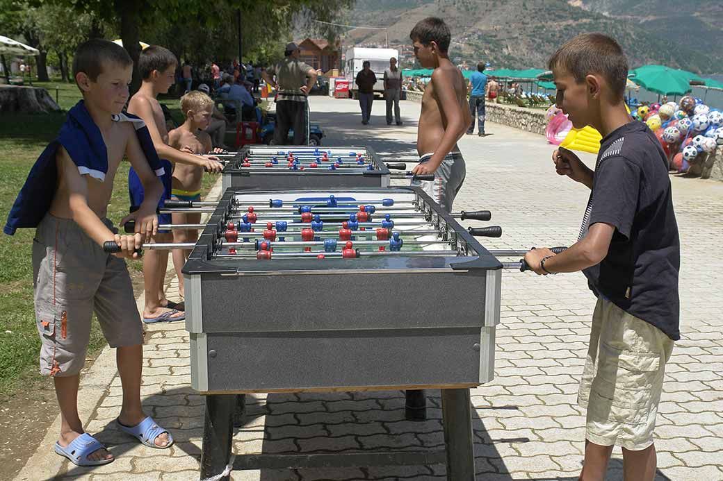 Playing table football