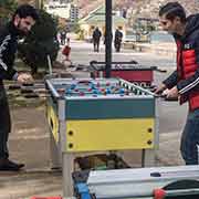 Playing table football