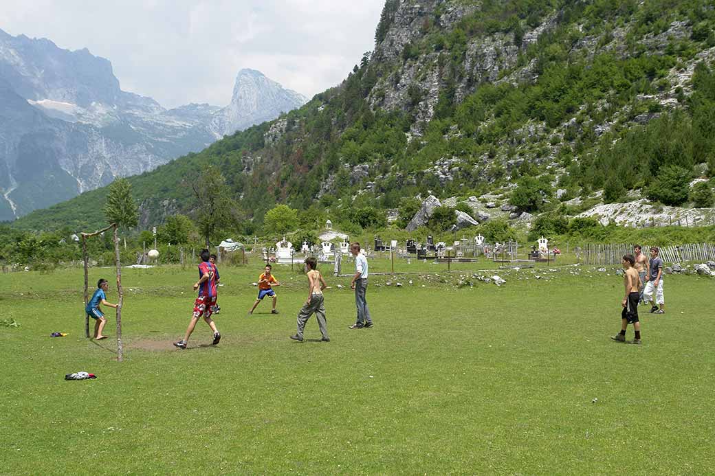 Boys playing football