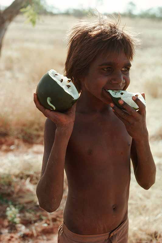 Eating watermelon