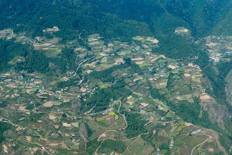 Flying over Paro