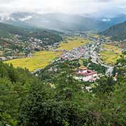 View of Rinpung Dzong, Paro and Paro Chhu