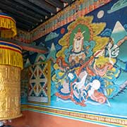 Wall painting, Prayer wheel, Punakha Dzong