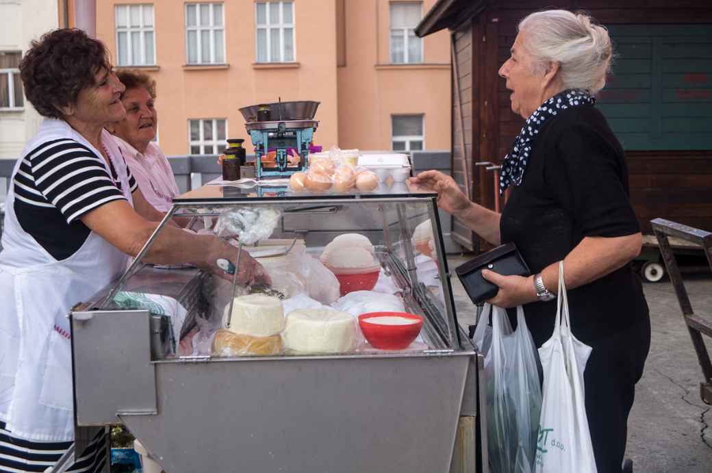 Selling cheese, Dolac Market