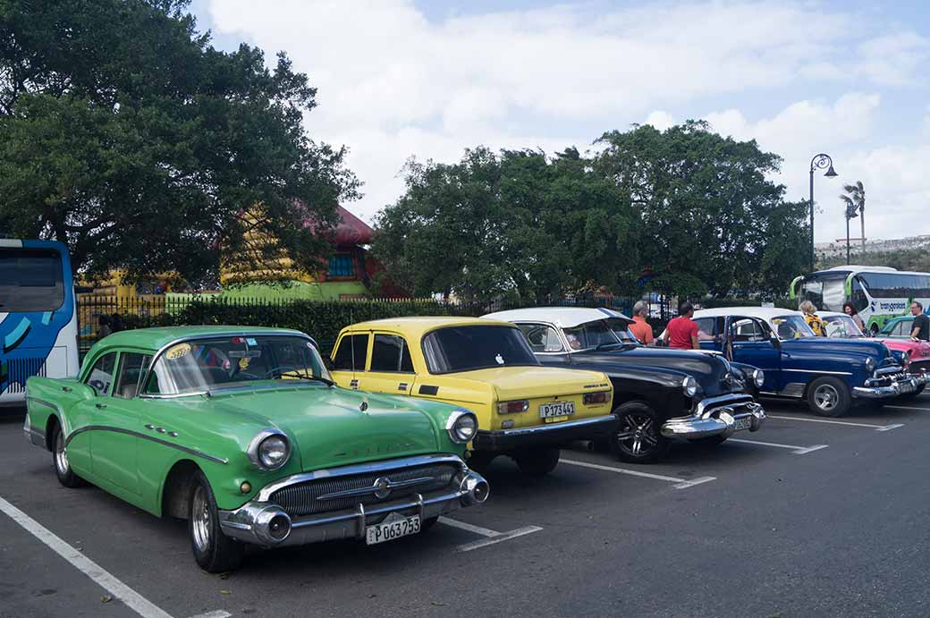 Vintage cars parked