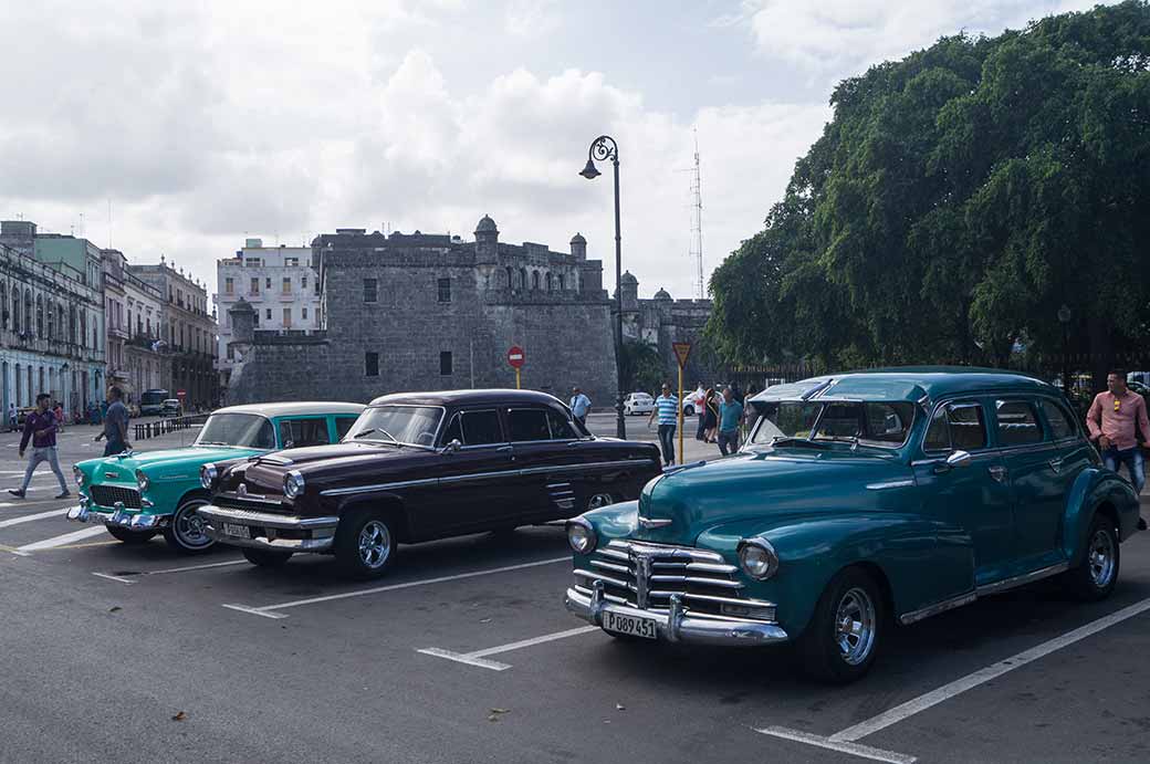 Vintage cars parked