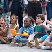 Children at puppet show