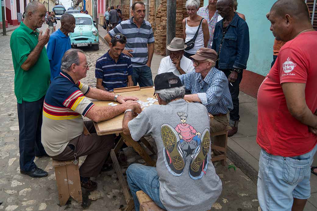 Men playing dominoes, Trinidad