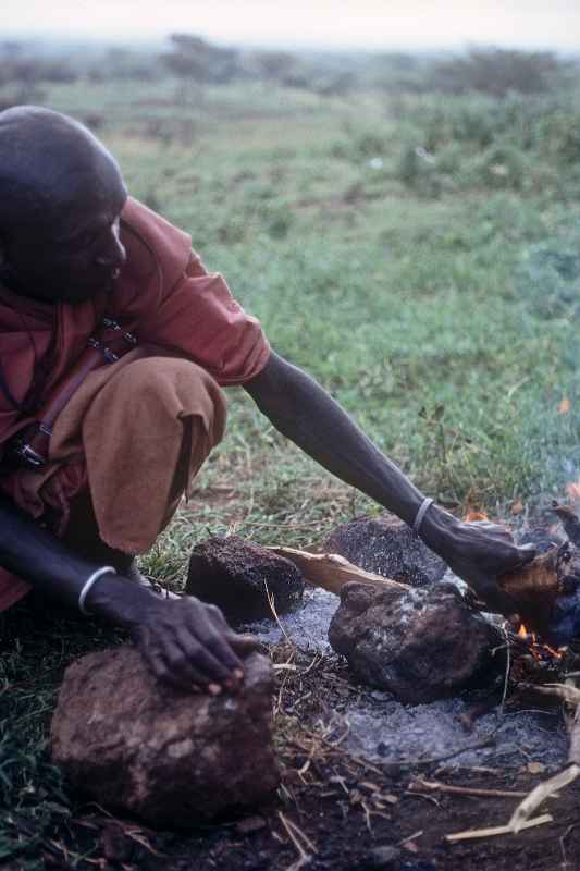 Roasting a goat’s head