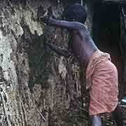 Plastering the hut