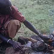 Roasting a goat’s head