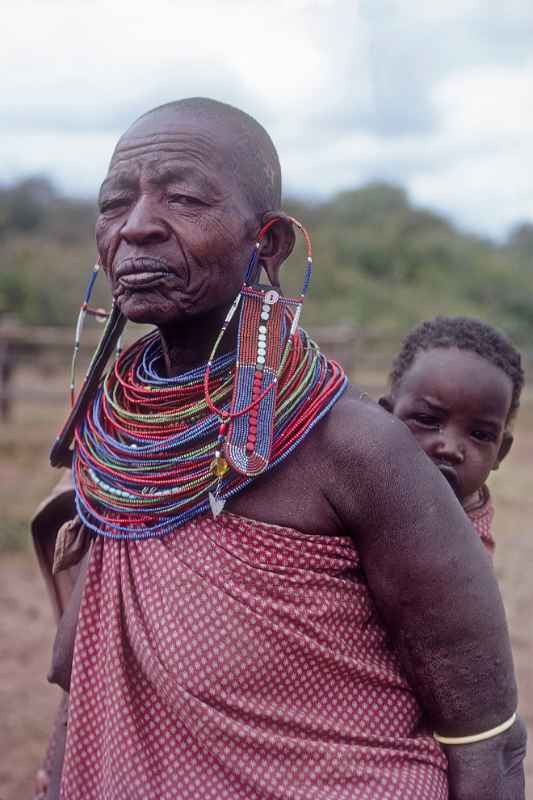 Elderly Samburu woman and child