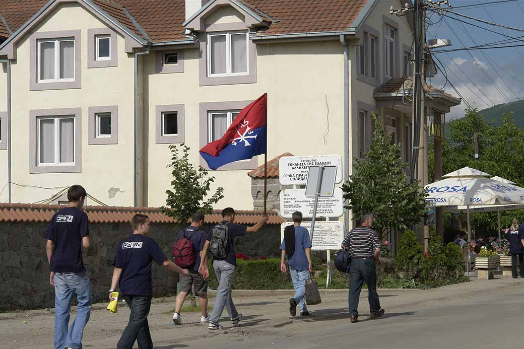 Parading Serbian men