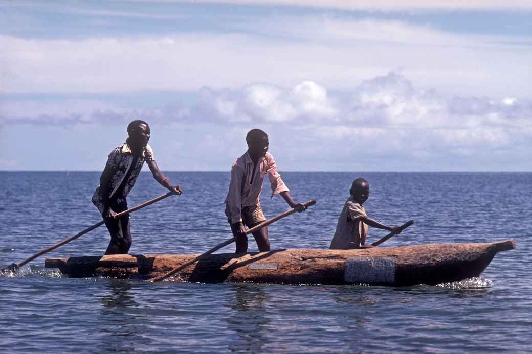 Boys in a canoe