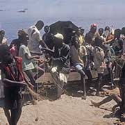 Men and boys, fishing boat