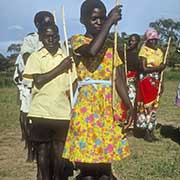 Boys and girls marching