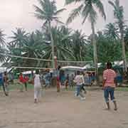 Playing volleyball