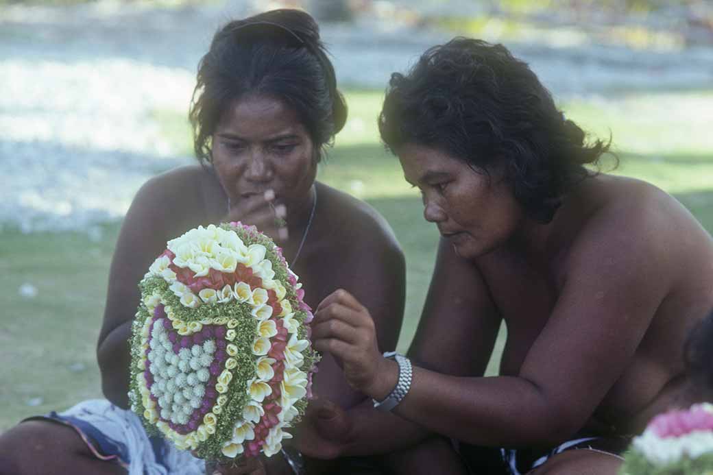 Women with flower decorations