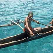 Man from Tamatam in canoe