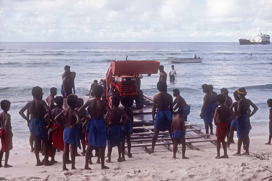 Bringing tractor ashore