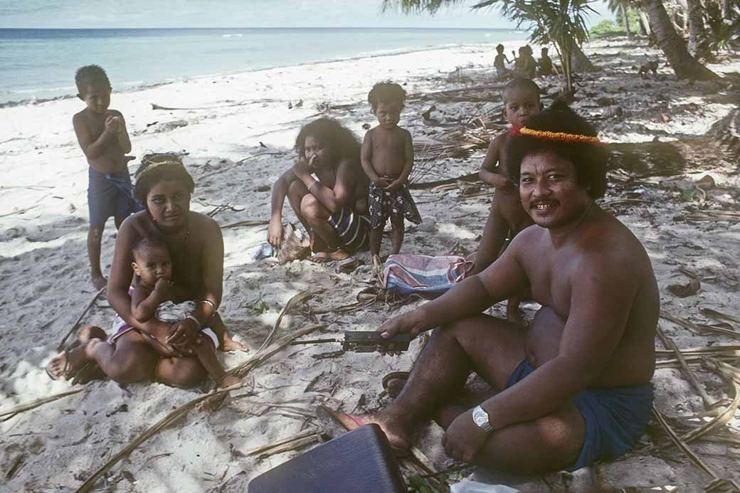 Sitting on Fais island beach