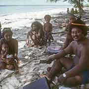 Sitting on Fais island beach