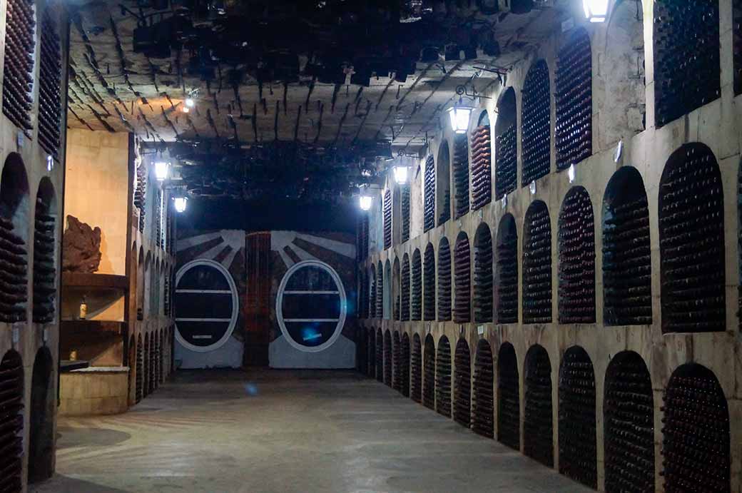 Wine bottles stored in Mileștii Mici