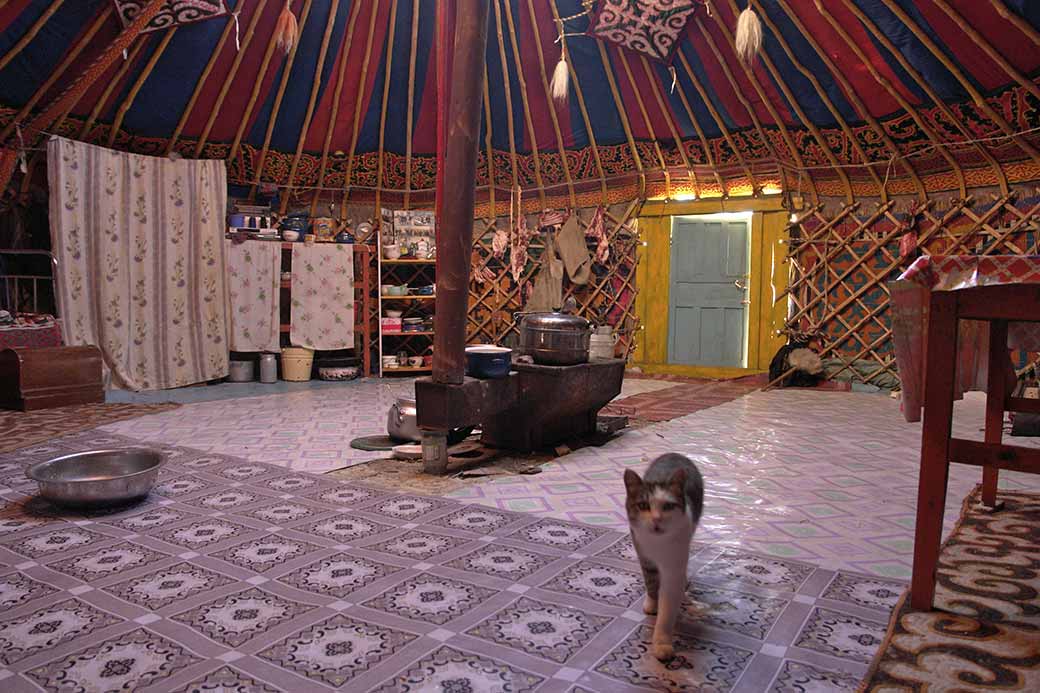 Inside a yurt