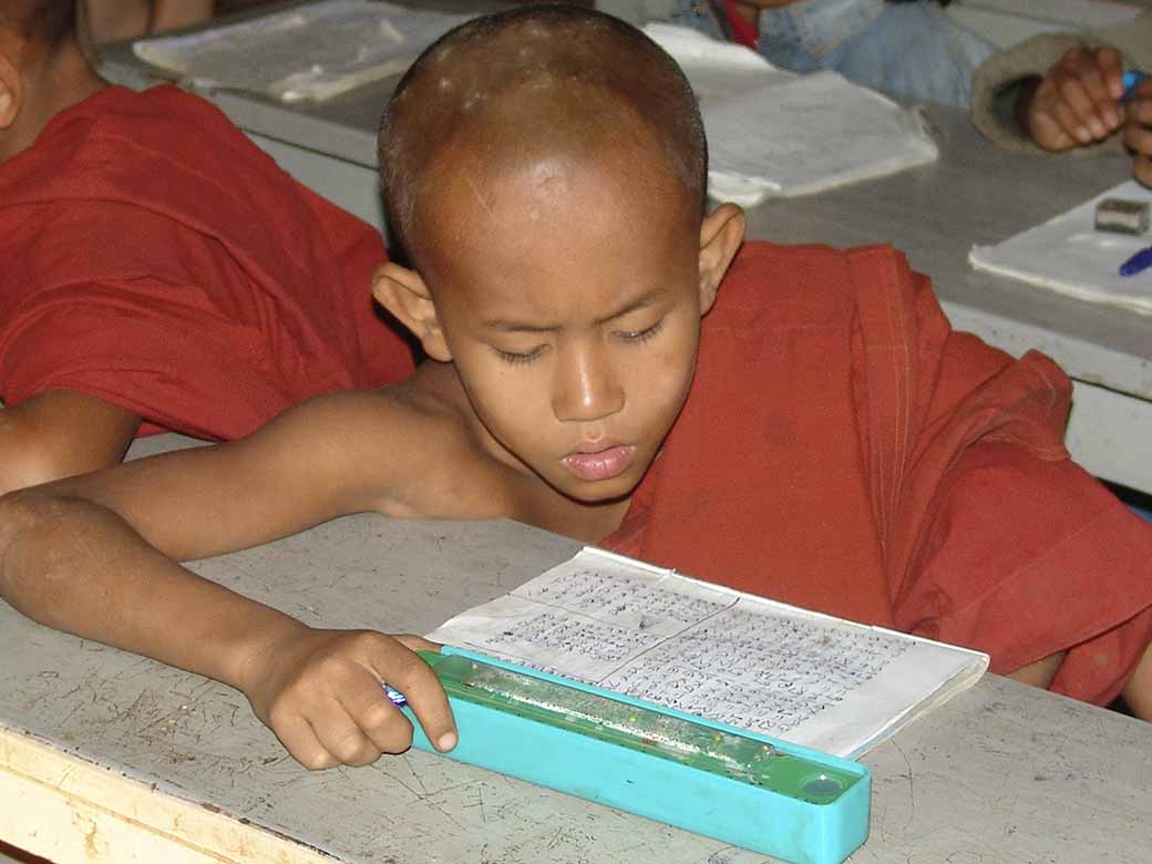 Young monk reading