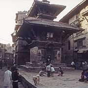 Back street with small temple