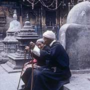 Elderly Buddhist couple