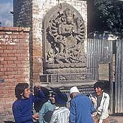 Meeting at a bas relief