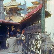 Turning prayer wheels, Swayambhunath