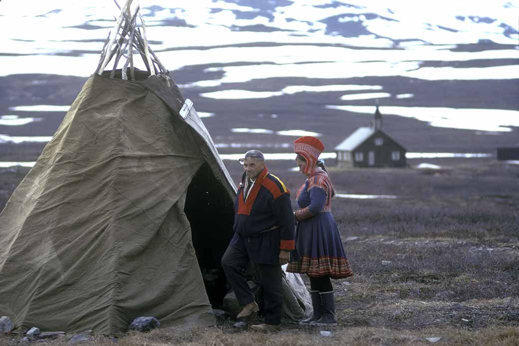 Sami tent and church of Duoddar Sion