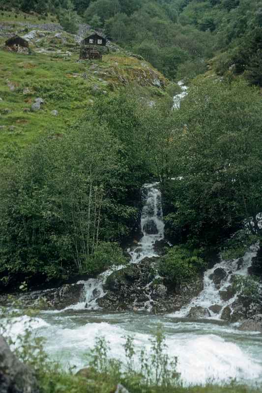 Waterfall into the Lærdalselva