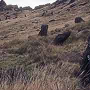 Partially buried moais, Rano Raraku