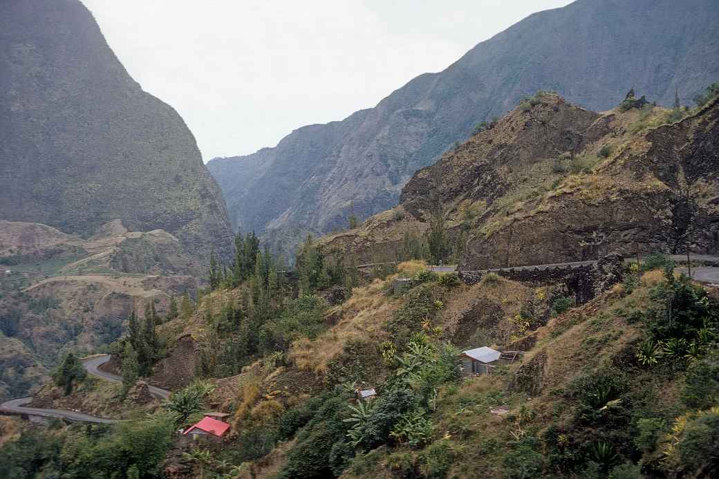 Houses below the road