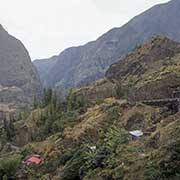 Houses below the road