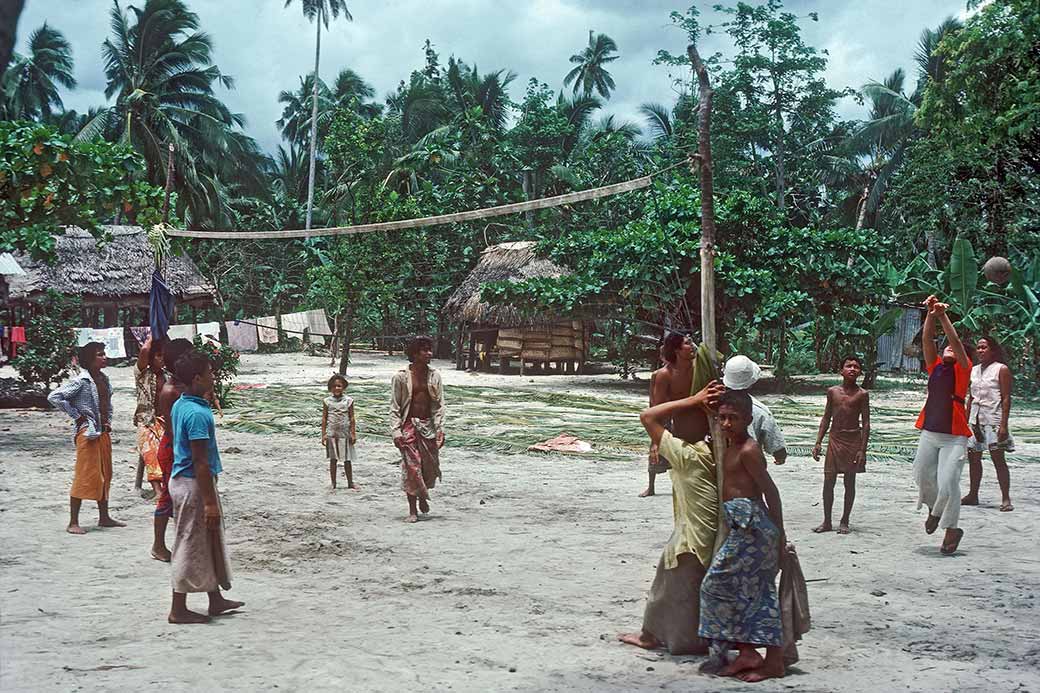 Playing volleyball