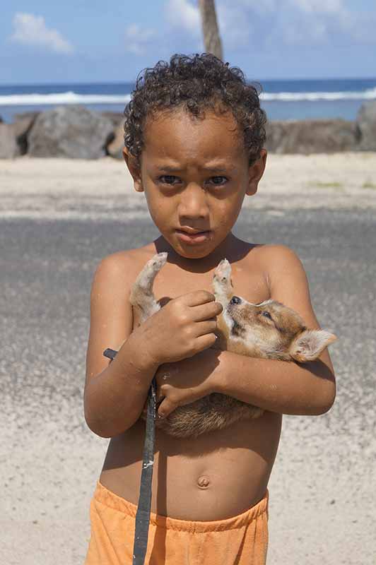 Boy with his pet dog