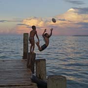 Playing on the pier