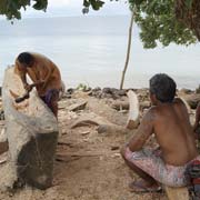 Making dugout canoe