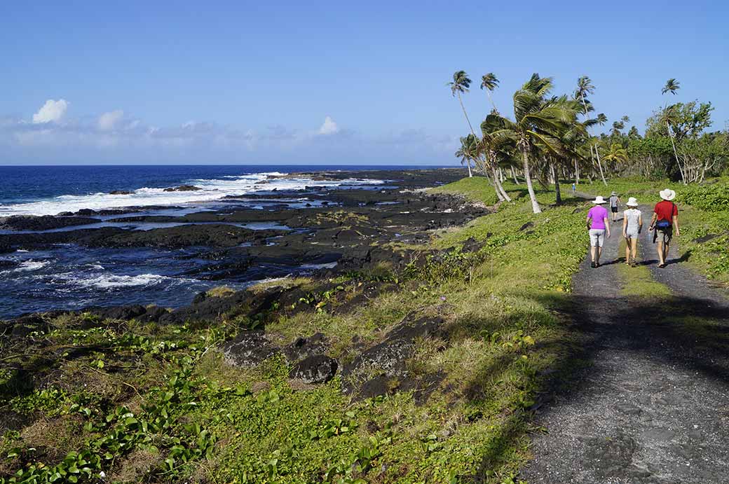 Walking along coast