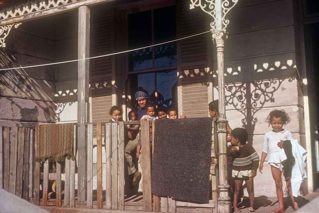 Family on veranda