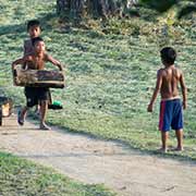 Boys with firewood, Palumeu