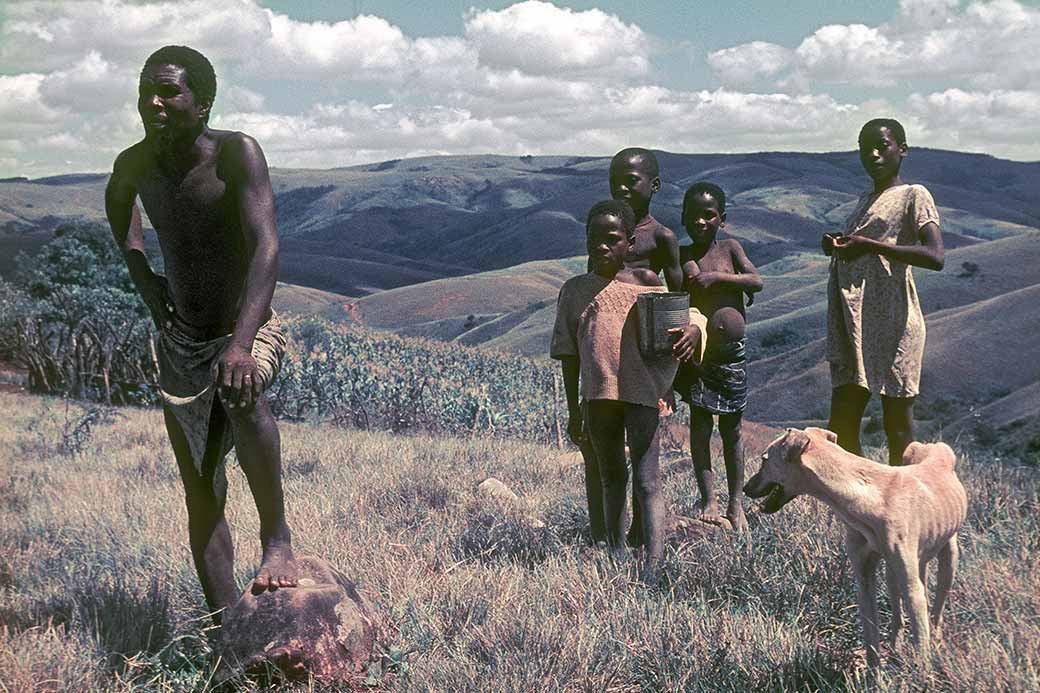 Farmer and children