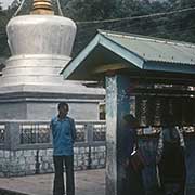 Chorten and prayer wheels