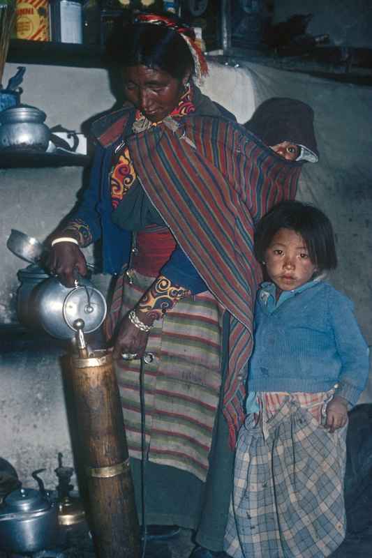 Making Tibetan butter tea