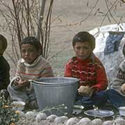 Tibetan boys at lunch