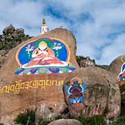 Rock paintings, Drepung Monastery